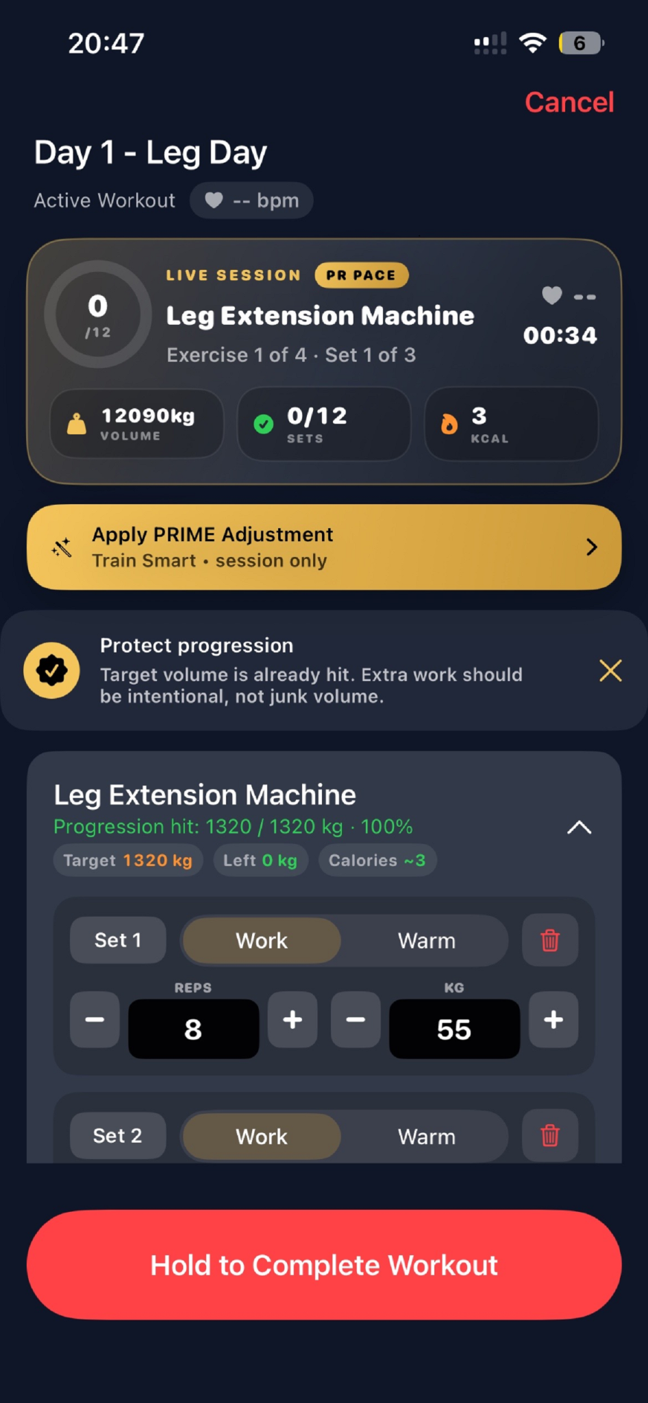 Live workout tracking